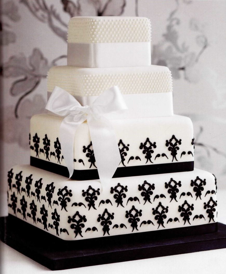 4-tier-ribbon-square-black-white-pattern